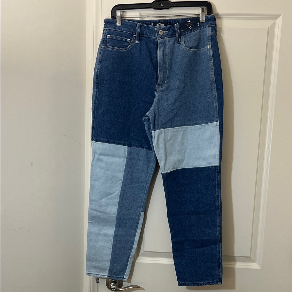 NWT Hollister Color Block/ Patchwork Ultra High-Rise Mom Jeans